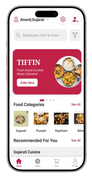 Tiffin Service App - Mobile Interface